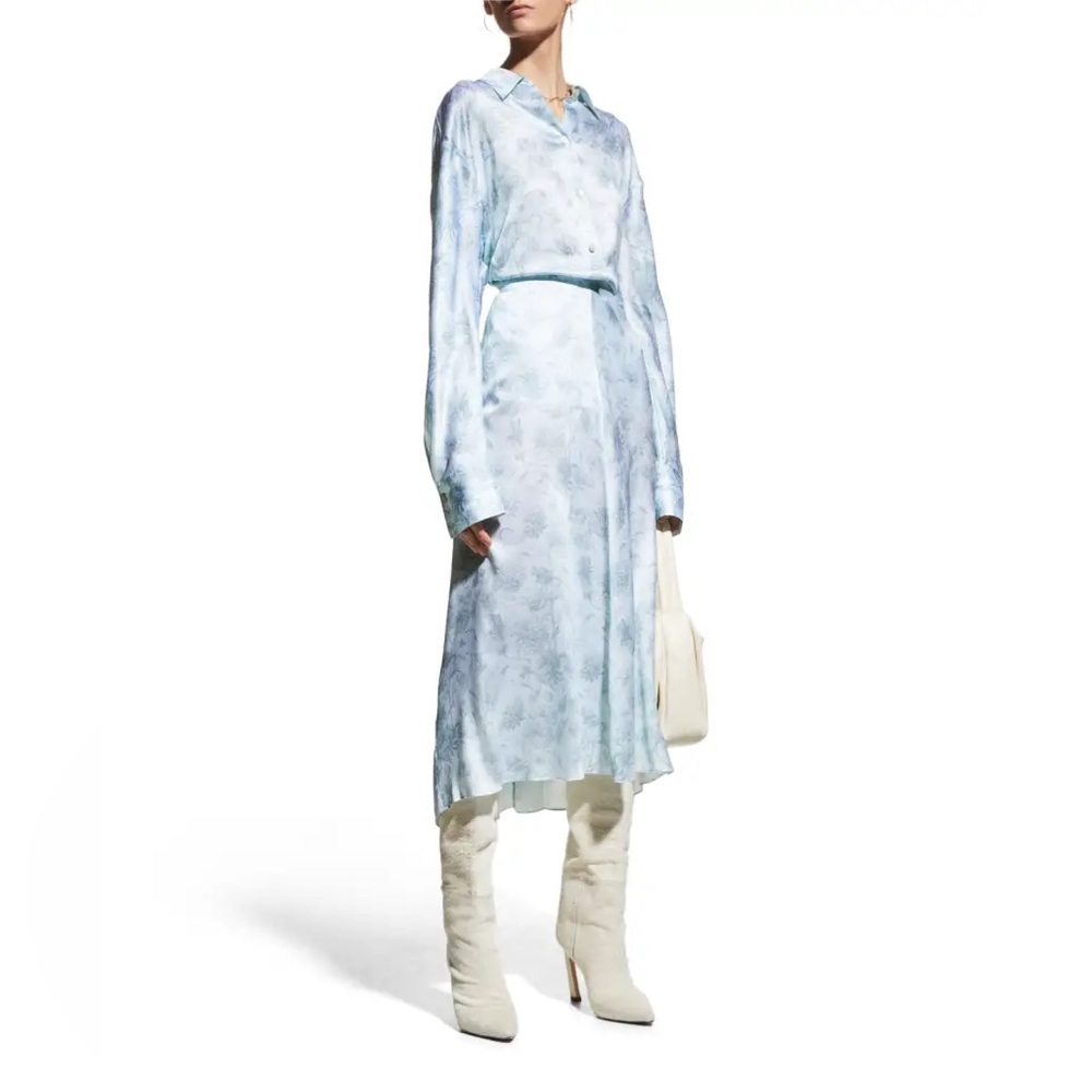Vince Draped Mint Floral Satin Skirt